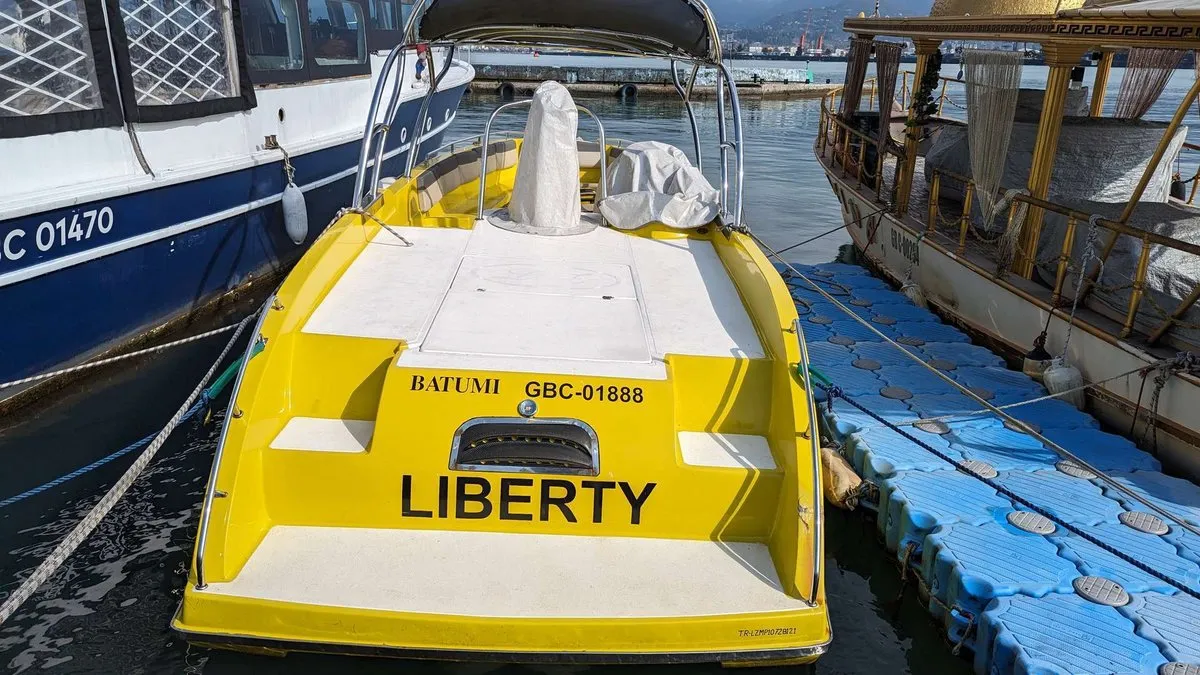 Parasailing on Liberty boat at Batumi yacht club Parasailing on Liberty boat at Batumi yacht club
